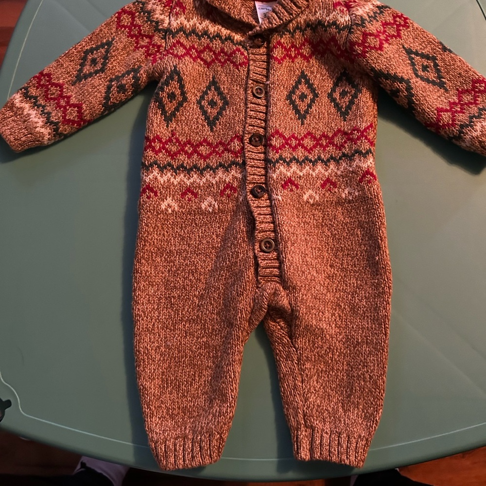 Cozy Knit Patterned Kids One Piece